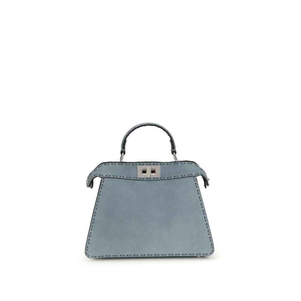 Fendi The Peekaboo ISeeU Small Handbag, blue leather satchel, front view