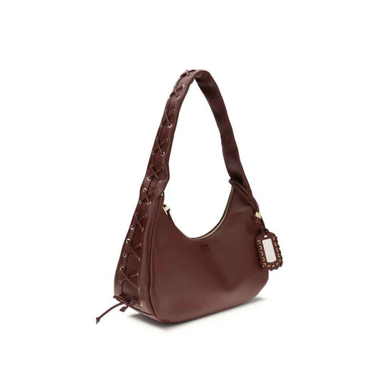 Ganni Bordeaux Recycled Leather Shoulder Bag by Ganni