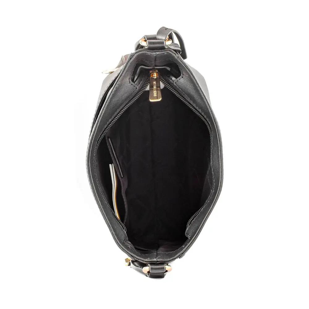 Michael Kors black canvas crossbody bag, interior view