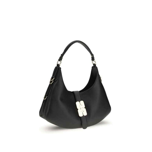 Ganni Black Calf Leather Bos Taurus Shoulder Bag by Ganni