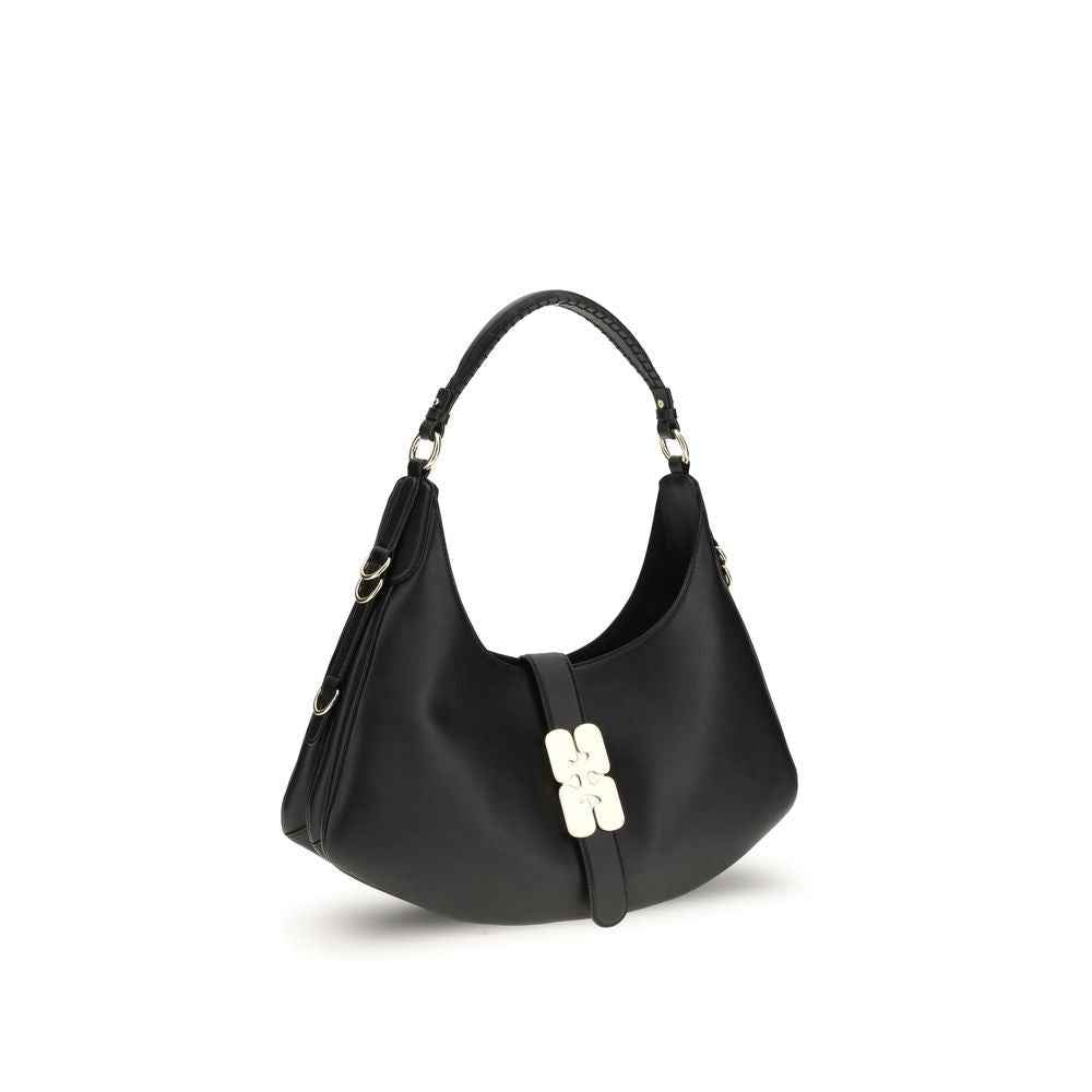 Ganni Small Kat shoulder bag, black leather, side view