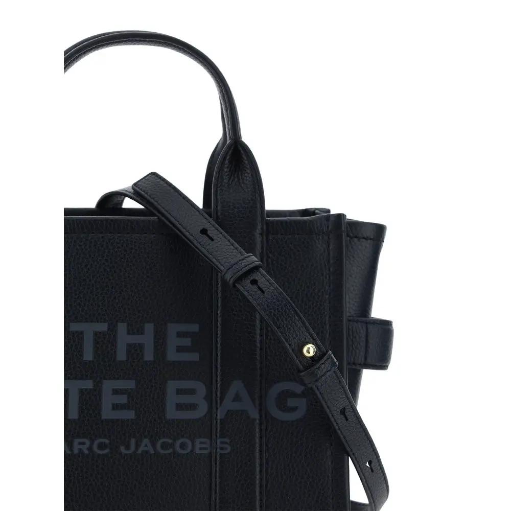 Marc Jacobs Small Tote Handbag in black pebbled leather tote bag front view