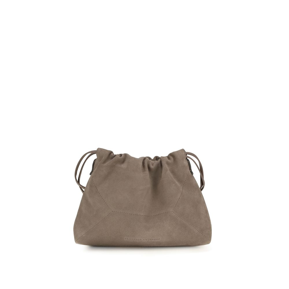 Brunello Cucinelli Beige Suede Pouch Shoulder Bag