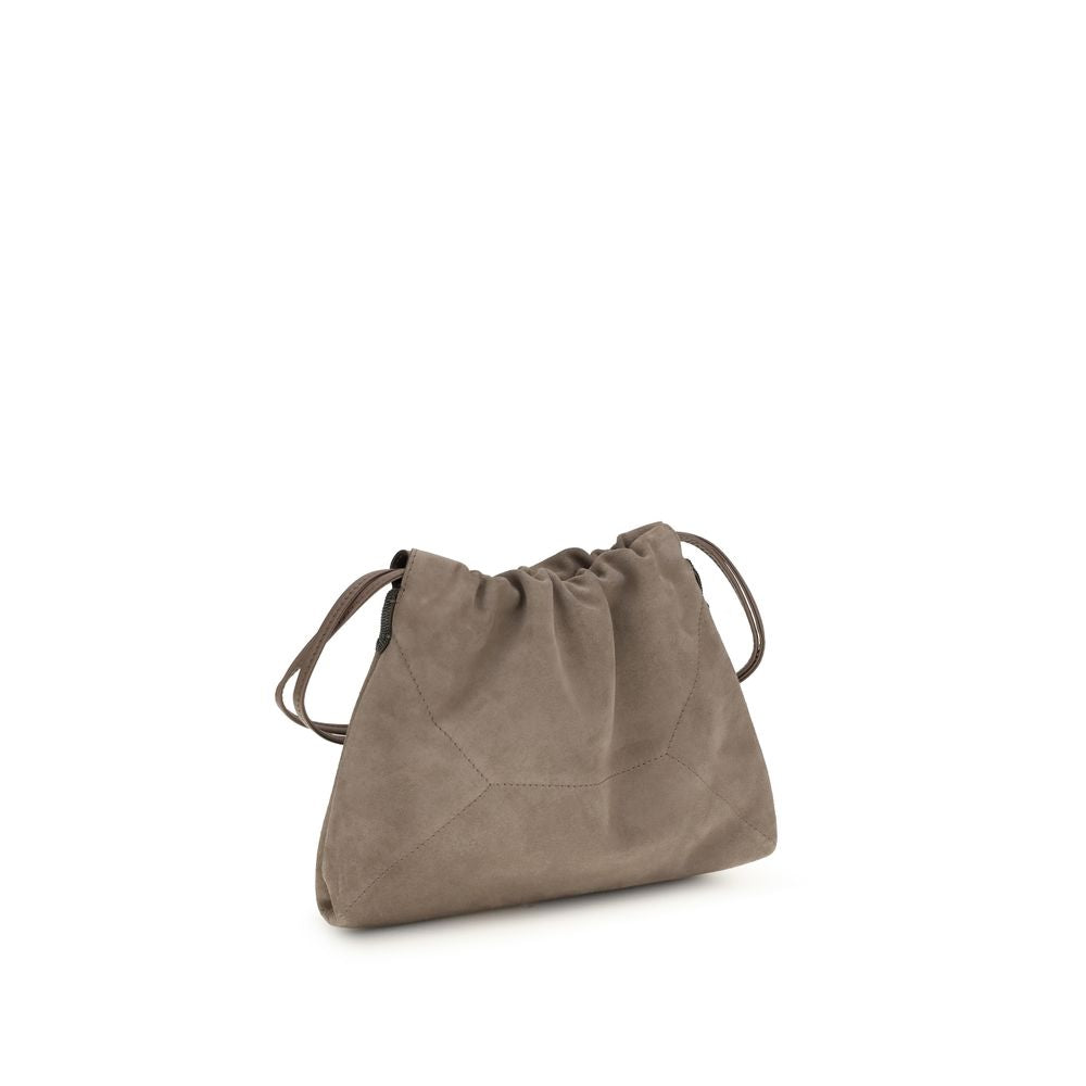 Brunello Cucinelli Beige Suede Pouch Shoulder Bag