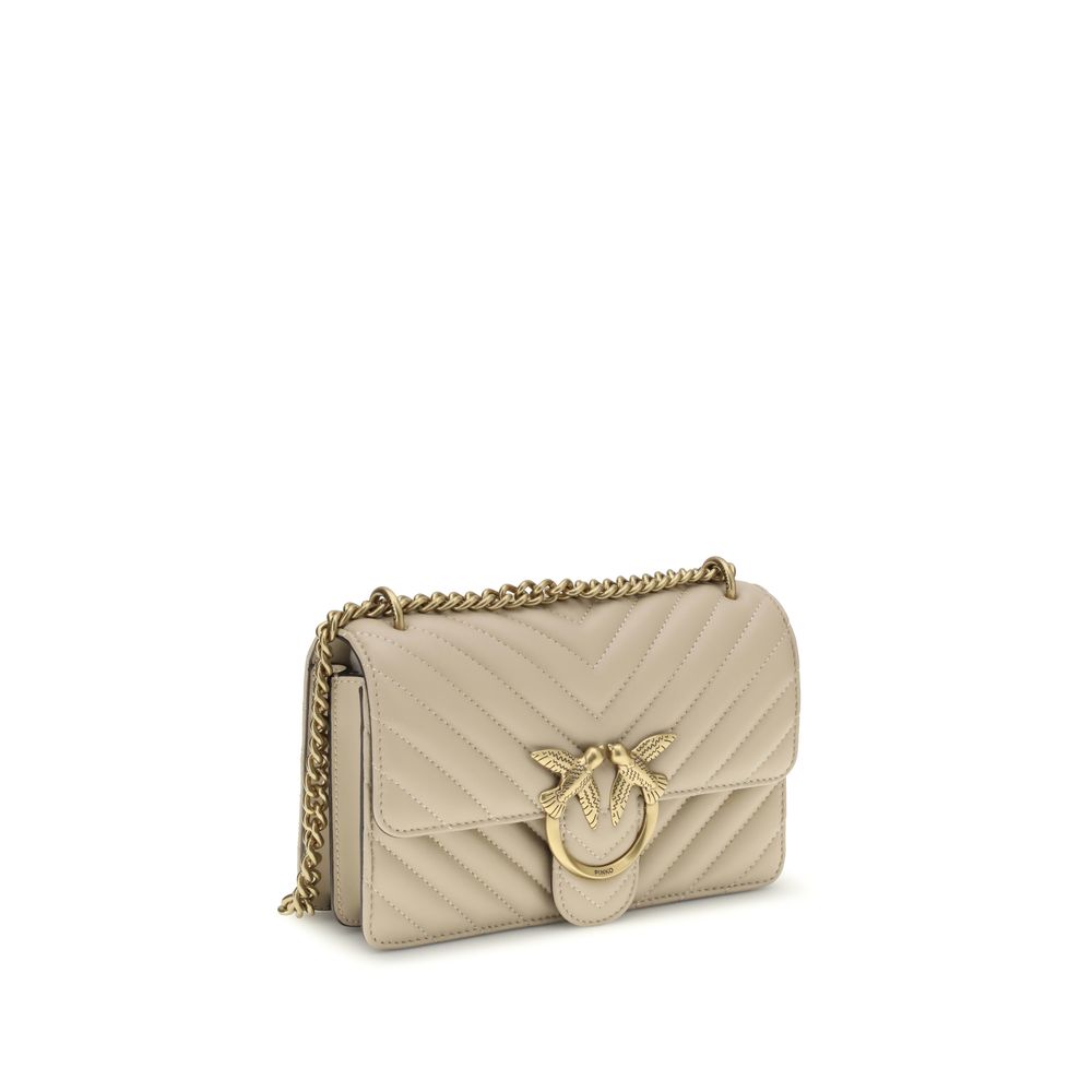 PINKO Beige Mini Love leather Shoulder Bag