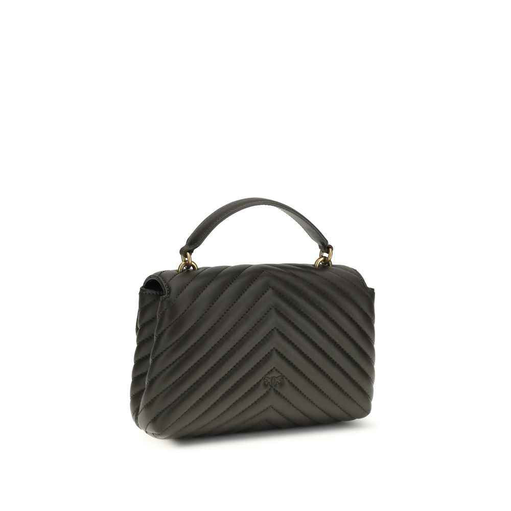 PINKO Love Lady Mini shoulder bag in black quilted leather, front view