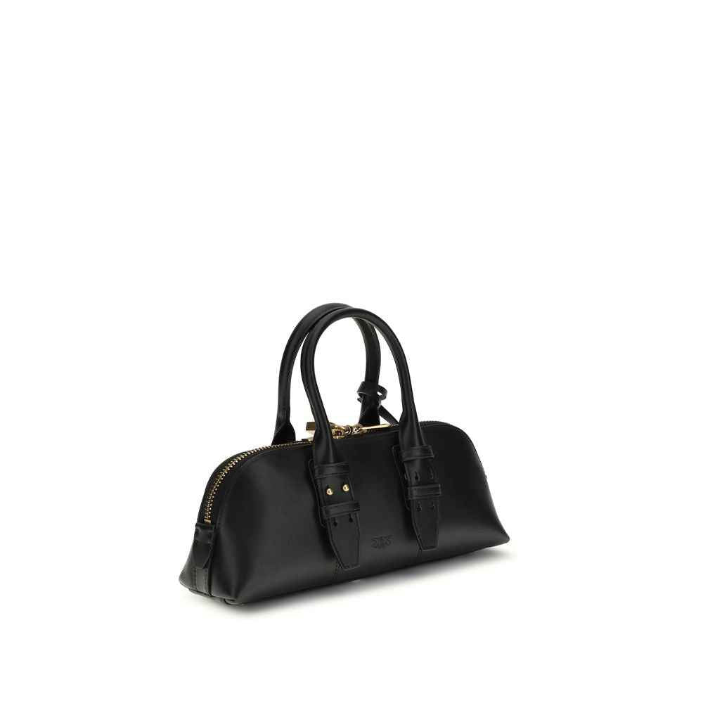 PINKO The Escape Baguette Handbag black leather shoulder bag front view
