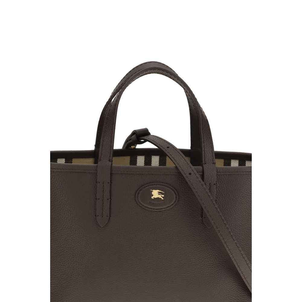 Burberry Mini Bloomsbury Tote, brown pebbled calf leather, front view