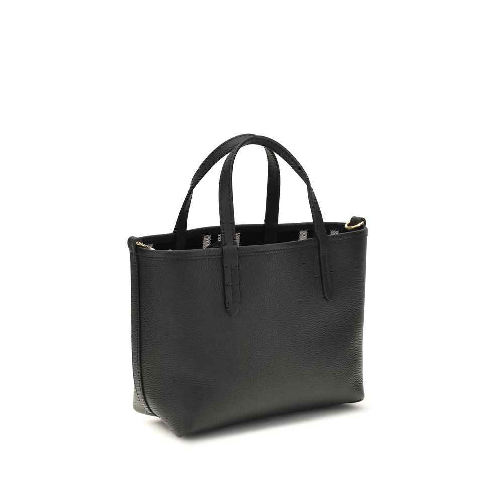 Burberry Bloomsbury Tote Bag black pebbled leather front view