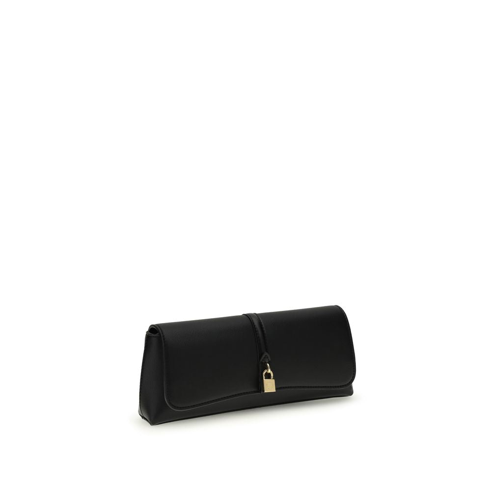 Stella McCartney Ryder shoulder bag, black leather with gold lock, front view