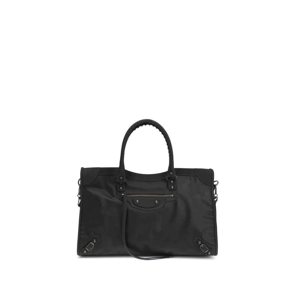 Balenciaga Le City Grande polyamide black satchel bag front view