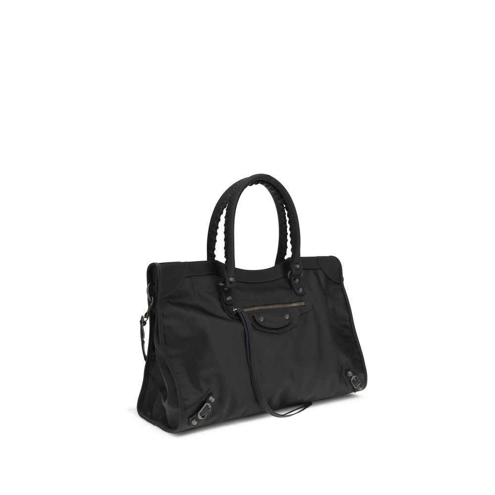Balenciaga Le City Grande black polyamide handbag, top-handle satchel, front view
