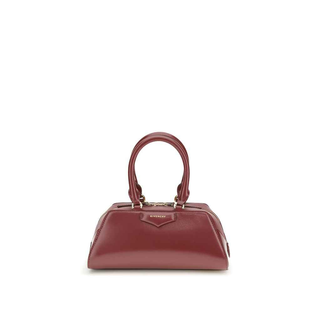 Givenchy East-West Mini Antigona Bordeaux calf-leather top-handle handbag, front view