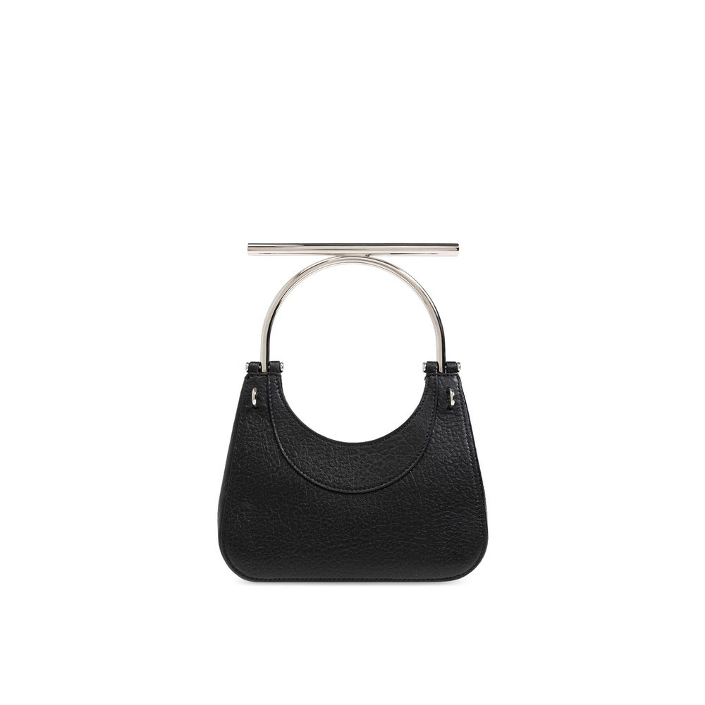 Alexander McQueen black pebble leather mini cross-bar handbag with silver-tone hardware, front view
