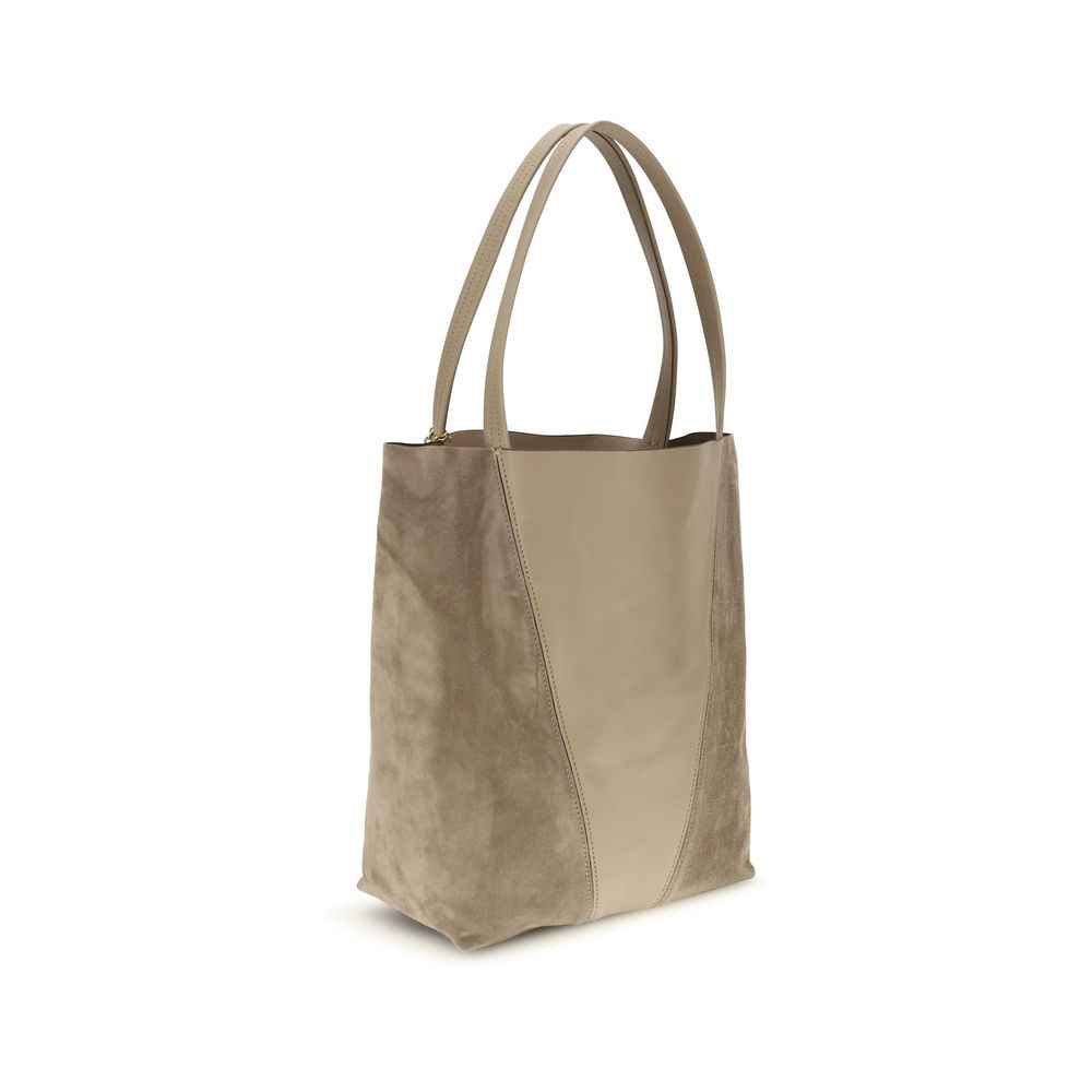Chloé Bos Taurus shoulder bag, beige calf leather with suede panels, front view