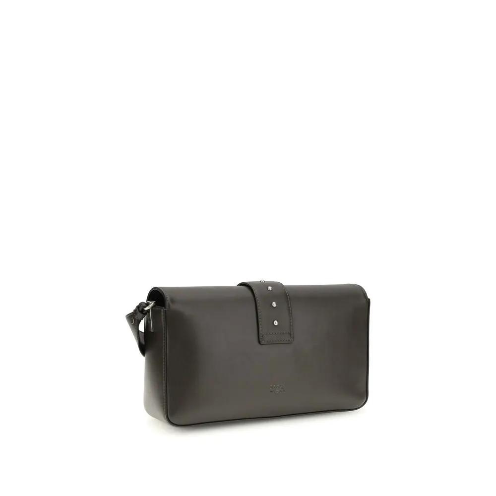 PINKO Bicolor Leather Shoulder Bag grey front view