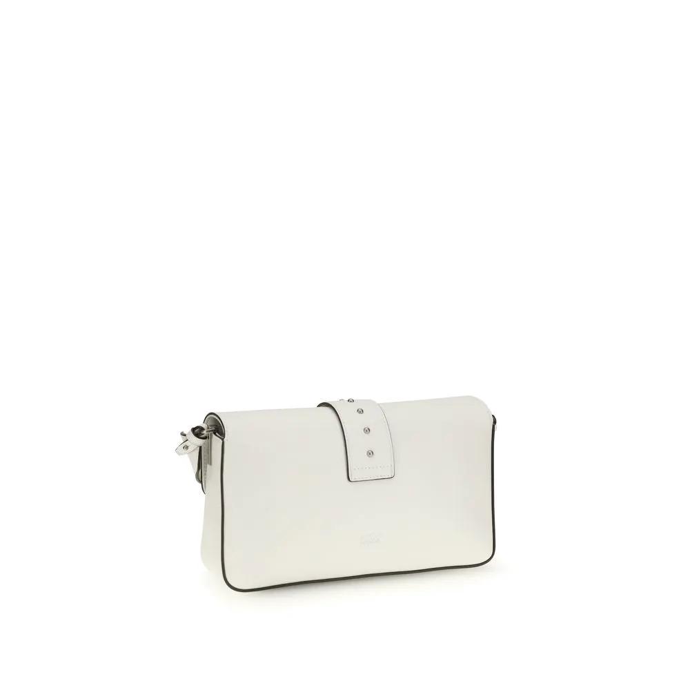 PINKO White Leather Shoulder Bag, white leather, shoulder bag, front view
