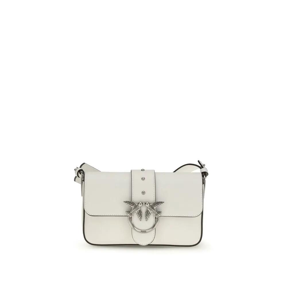 PINKO Bos Taurus White Calf Leather Shoulder Bag Front View