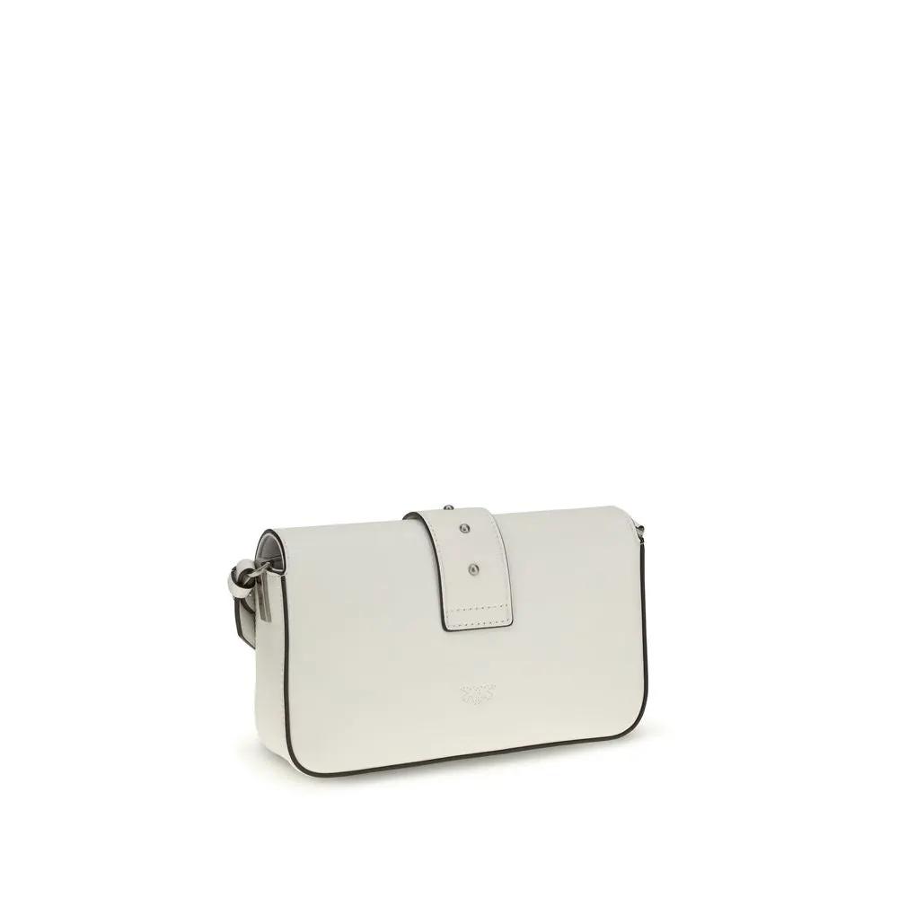 PINKO Bos Taurus shoulder bag in white calf leather, front view