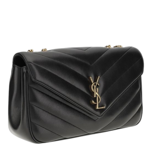 Saint Laurent Loulou Shoulder Bag Black Geometric Leather