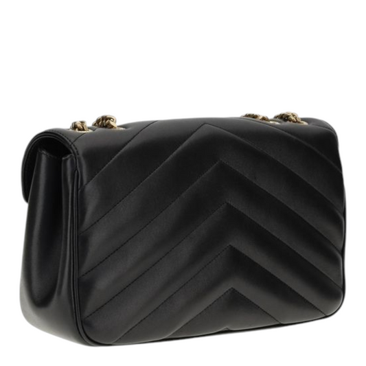 Saint Laurent Loulou Shoulder Bag Black Geometric Leather