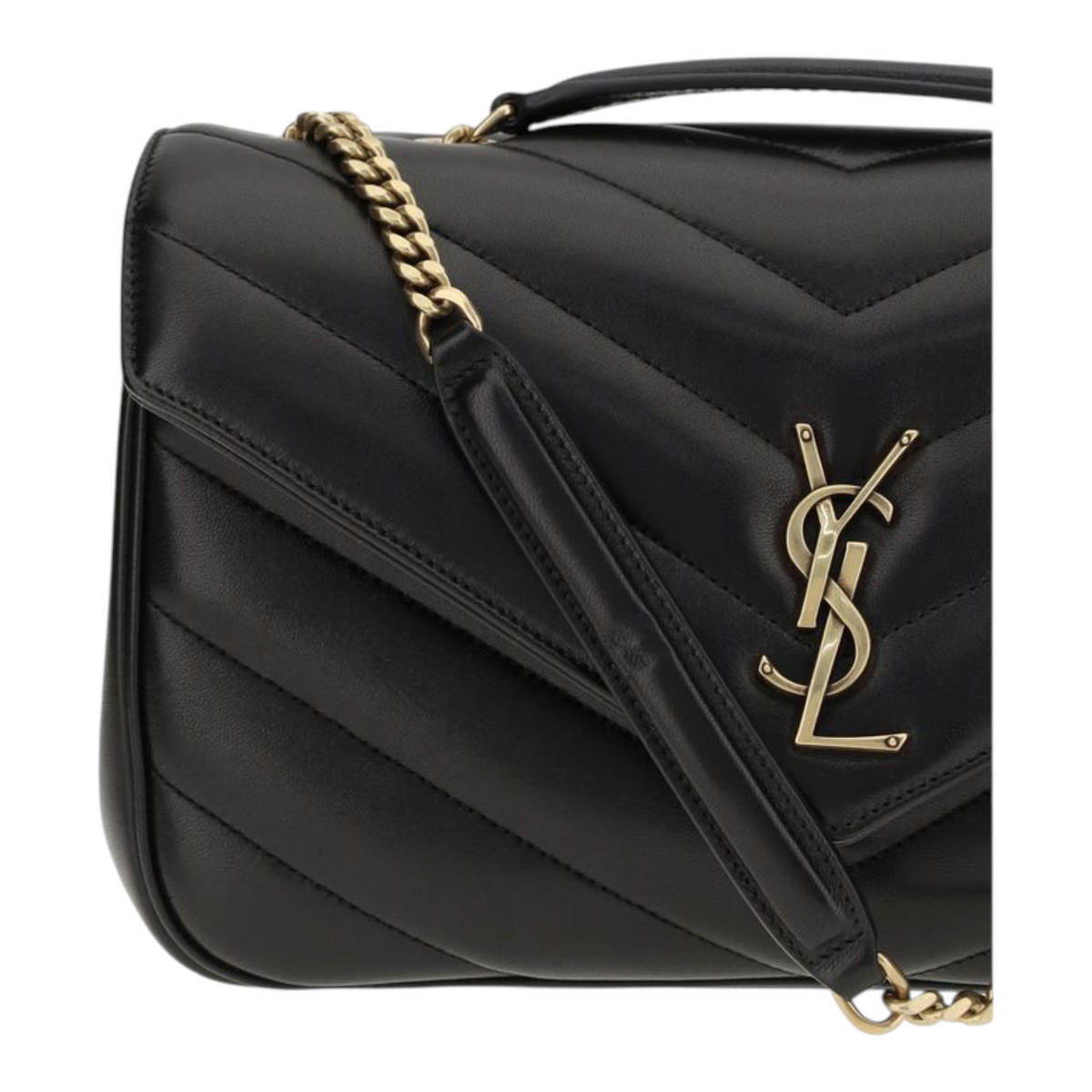 Saint Laurent Loulou Shoulder Bag Black Geometric Leather