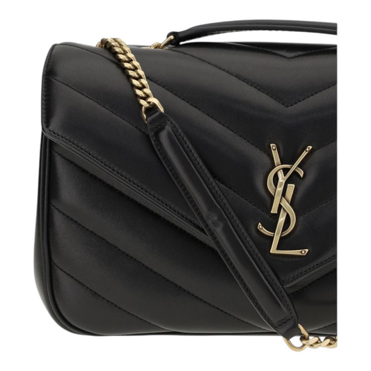 Saint Laurent Loulou Shoulder Bag Black Geometric Leather