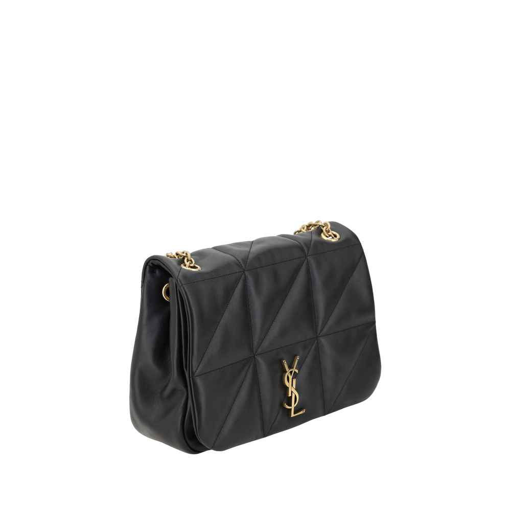 Saint Laurent Jamie Medium Black calf leather shoulder bag with gold YSL logo, front view