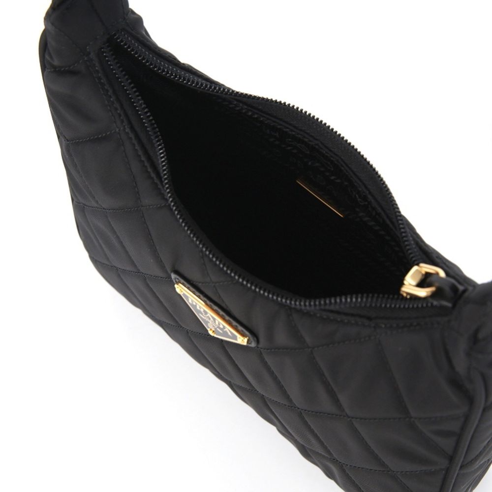 Prada Quilted Mini Bag, black quilted nylon, mini bag, interior view