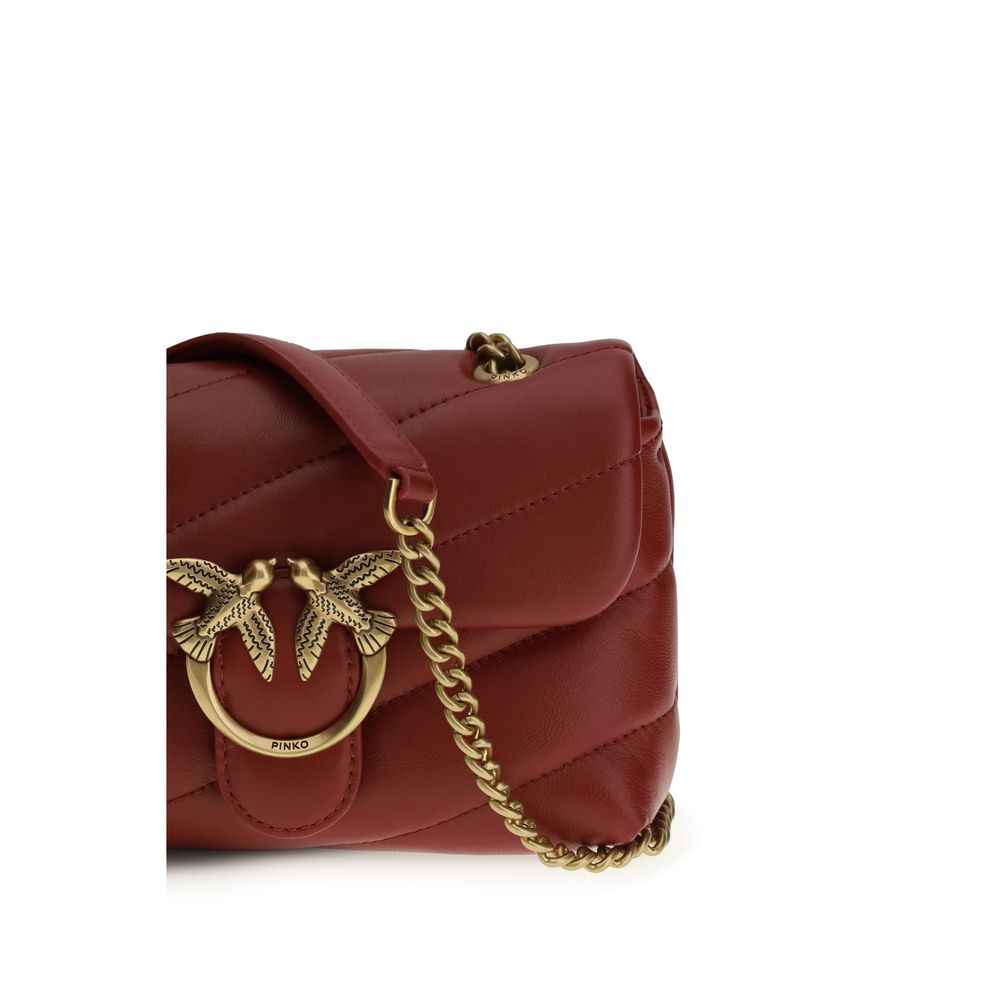 PINKO Love Baby Shoulder Bag Bordeaux Calf Leather front view
