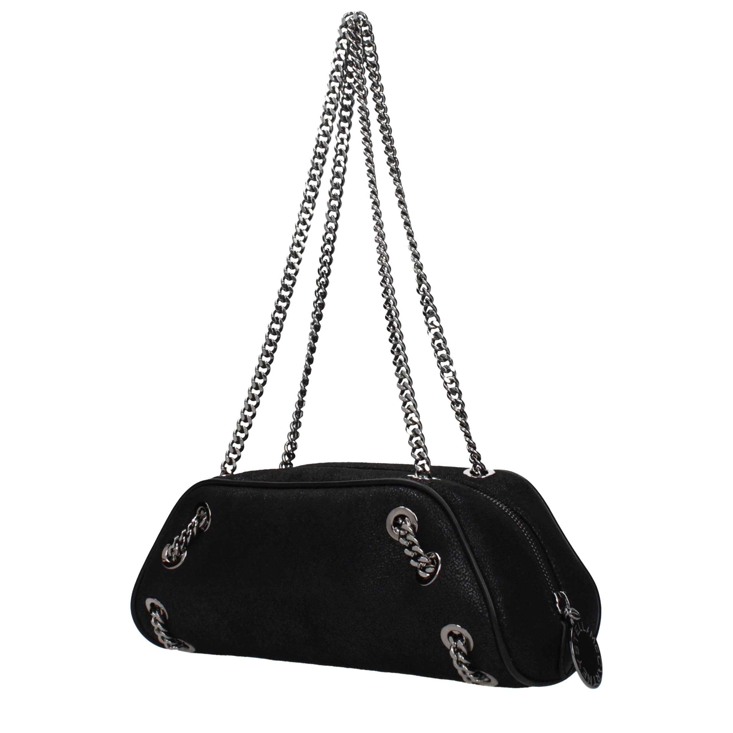 Stella McCartney Leather Shoulder Bag, black, chain straps, side view