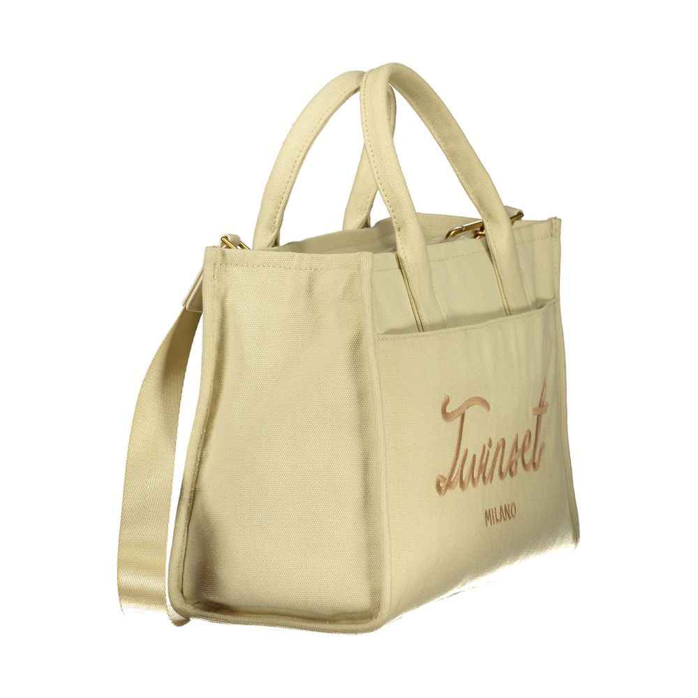 Twinset beige cotton women tote bag front view