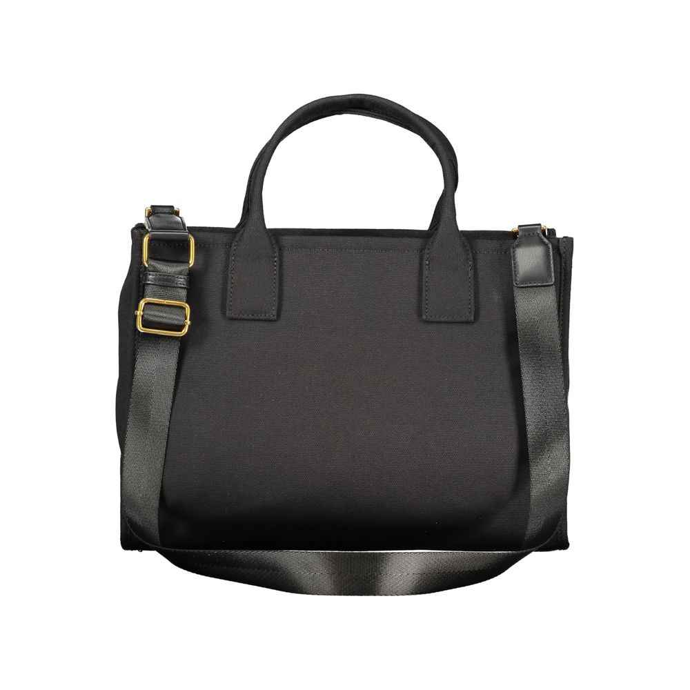 Twinset Nero Cotton Women Tote black with grey strap front view