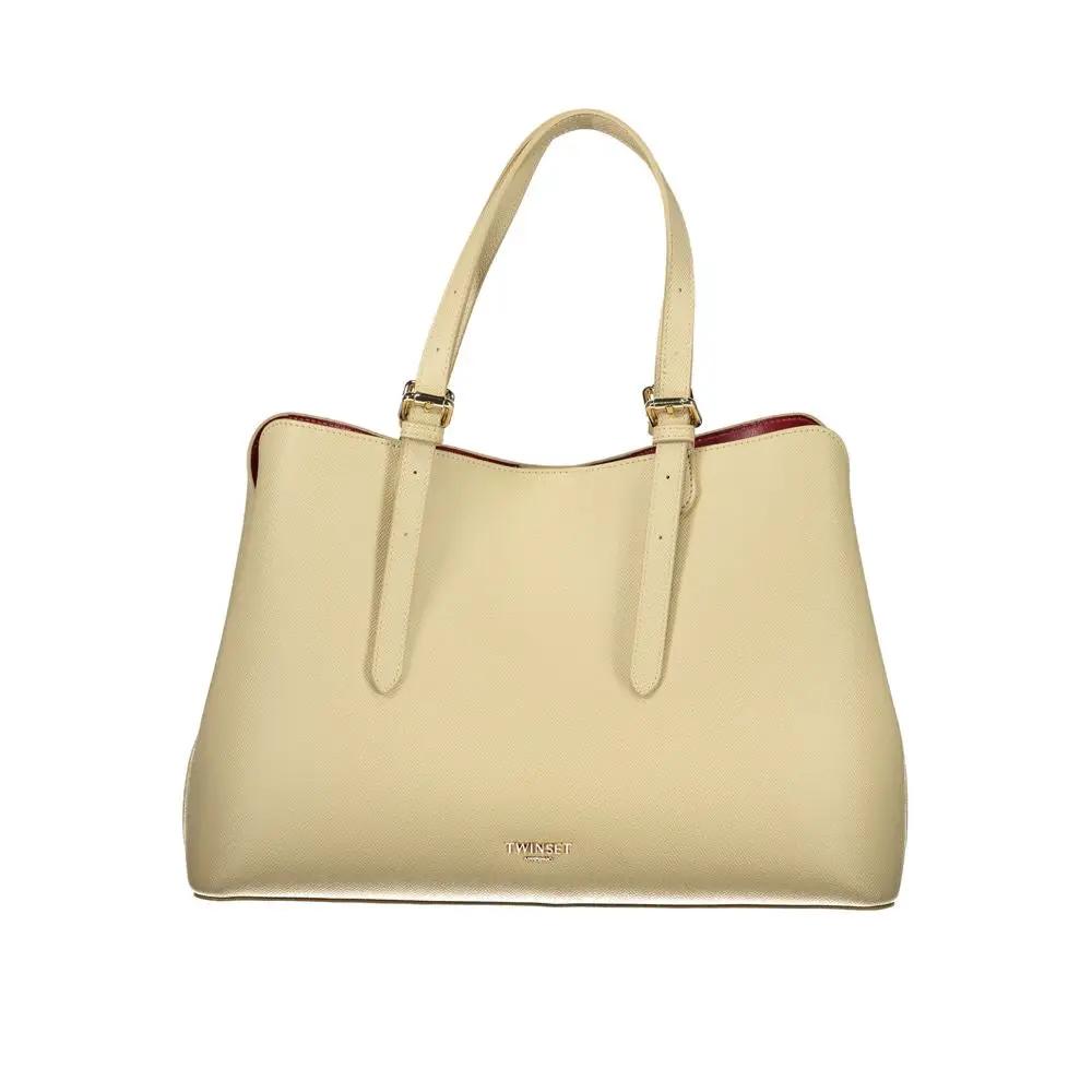 Twinset Beige Women Tote leather tote bag, front view