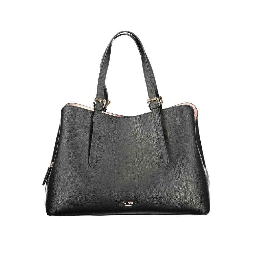 Twinset Nero black polyurethane tote bag front view