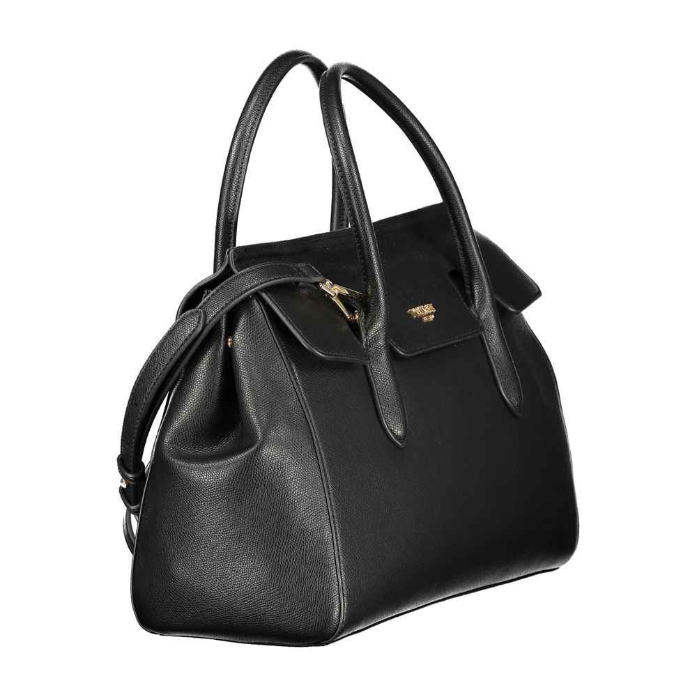 Twinset Nero polyurethane black tote bag, three-quarter view