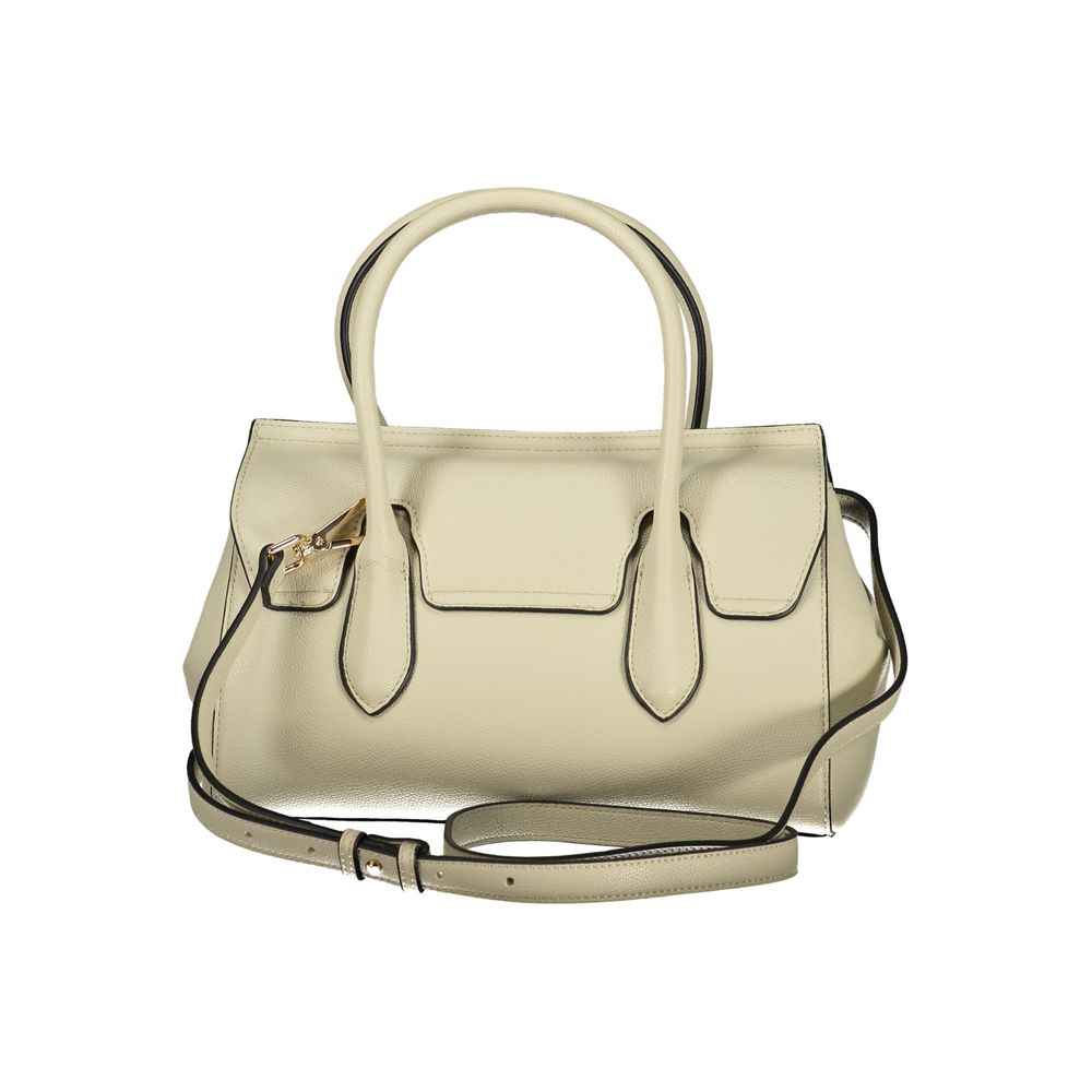 Twinset beige polyurethane tote bag with detachable strap, front view