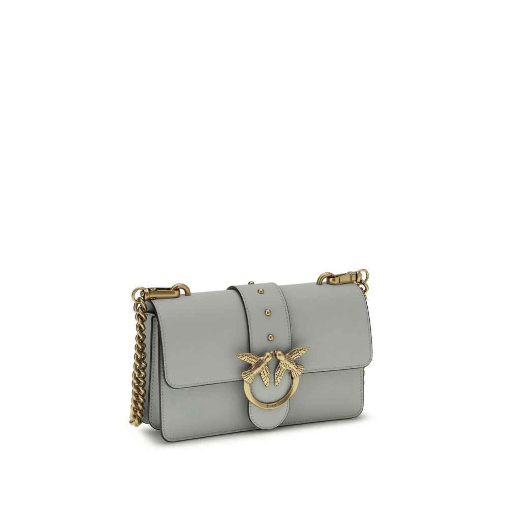PINKO Bos Taurus gray calf leather shoulder bag, front view