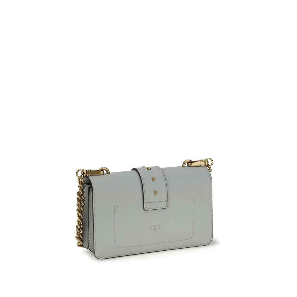 PINKO Bos Taurus gray calf leather shoulder bag front view