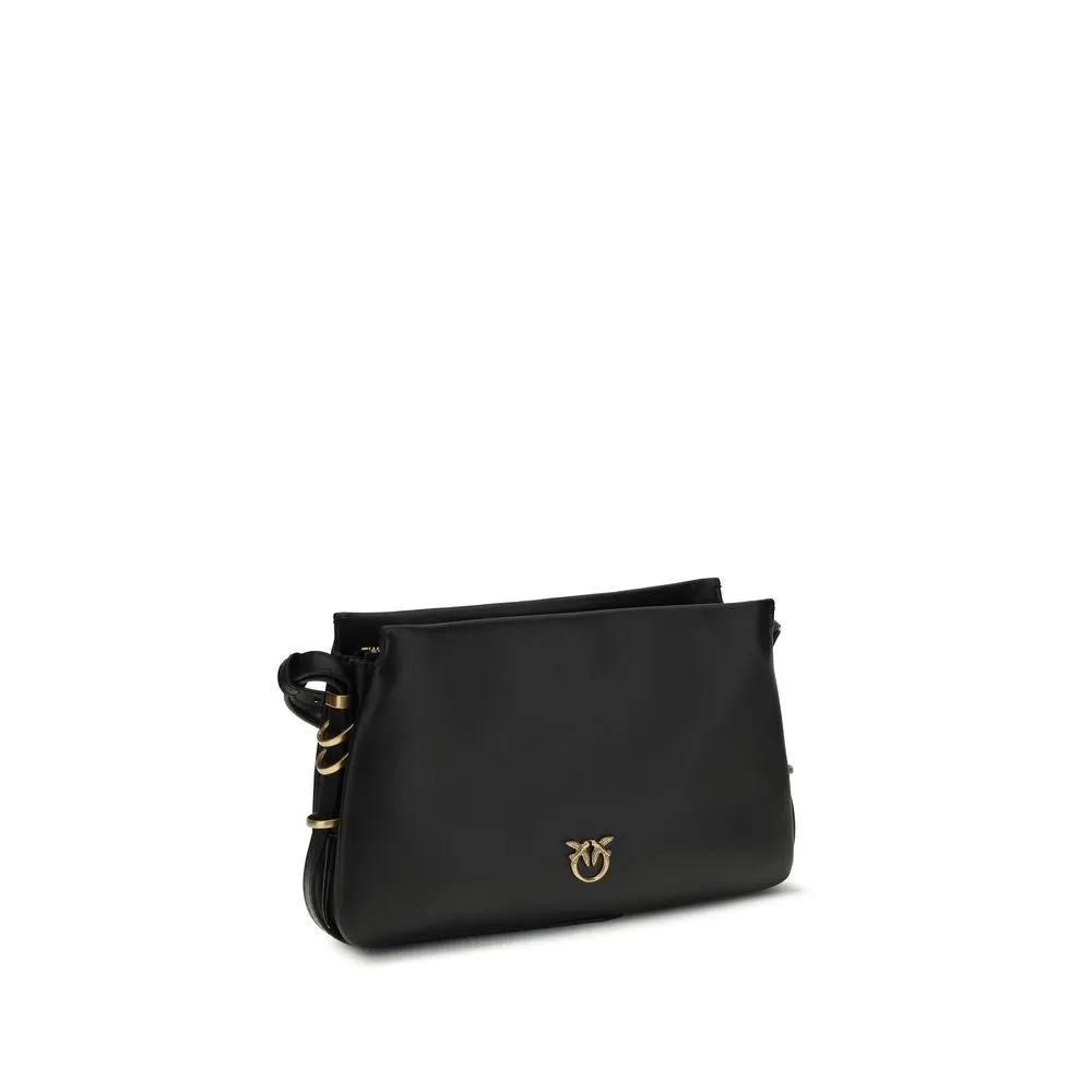 PINKO Bos Taurus shoulder bag, black calf leather, front view
