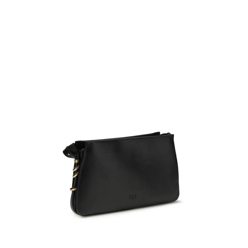 PINKO Bos Taurus shoulder bag, black calf leather, front view