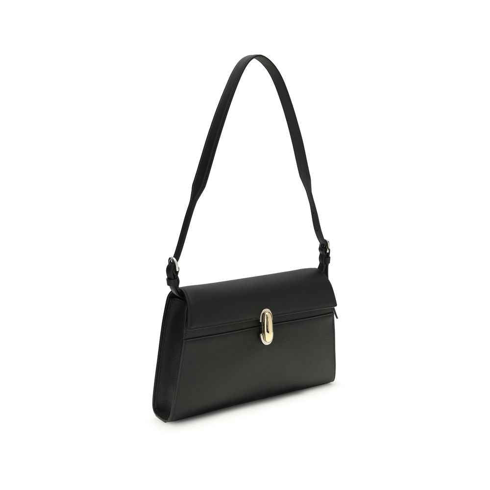 Savette Black Calf Leather Bos Taurus Shoulder Bag