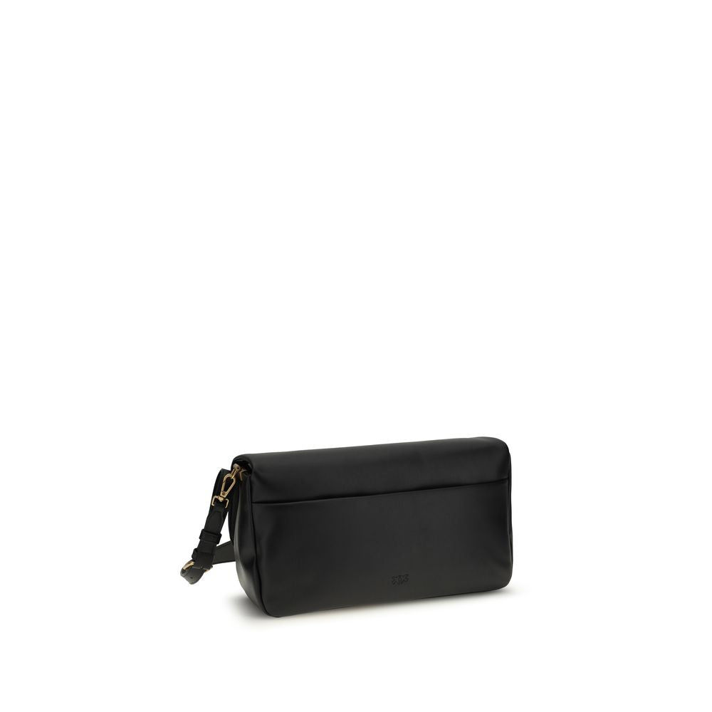 PINKO Baguette Soft black shoulder bag with subtle hardware front view