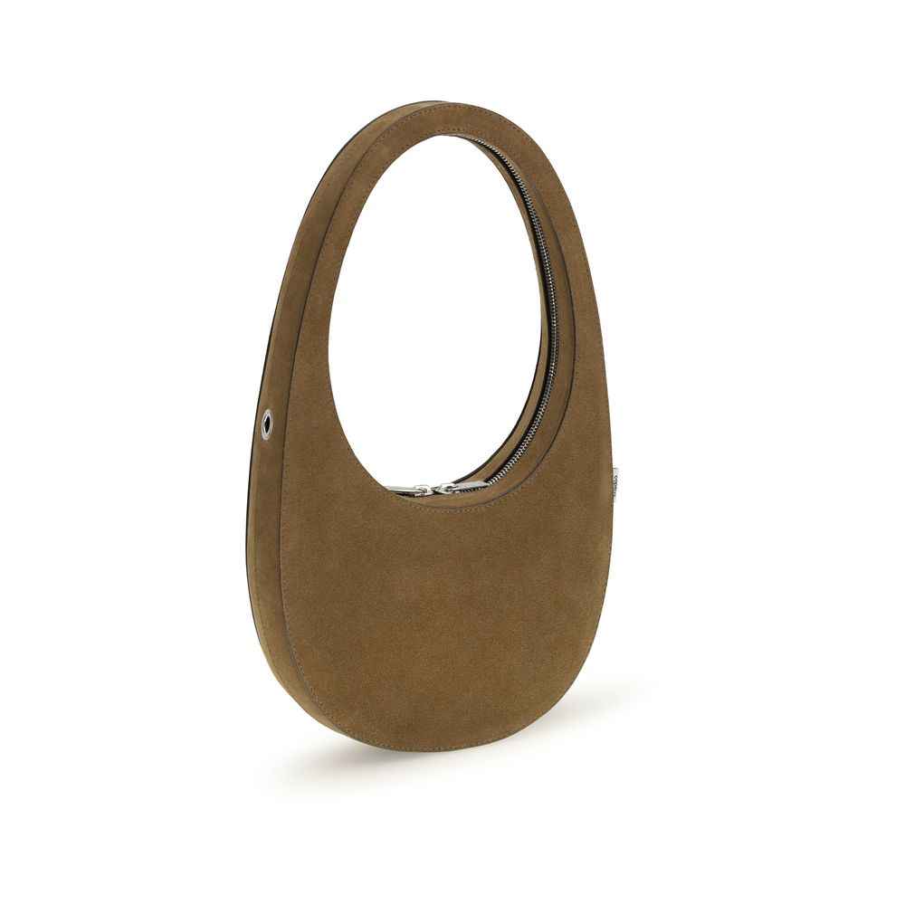 Coperni Swipe Shoulder Bag, brown suede, front view