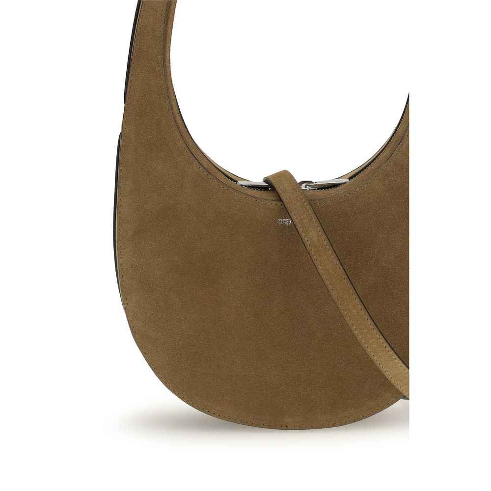 Coperni Swipe Suede Shoulder Bag brown front view