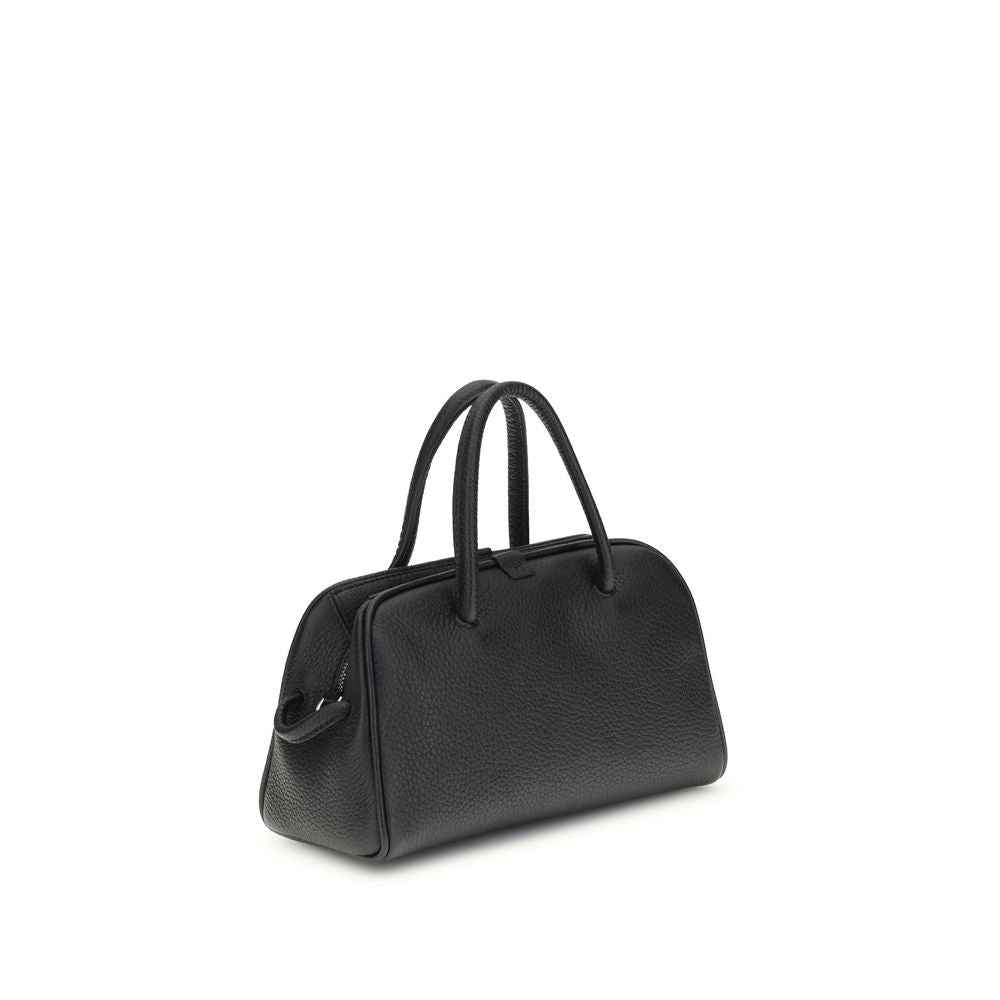 Jacquemus Le Petit Turismo Bowling Bag, black pebbled leather, three-quarter front view
