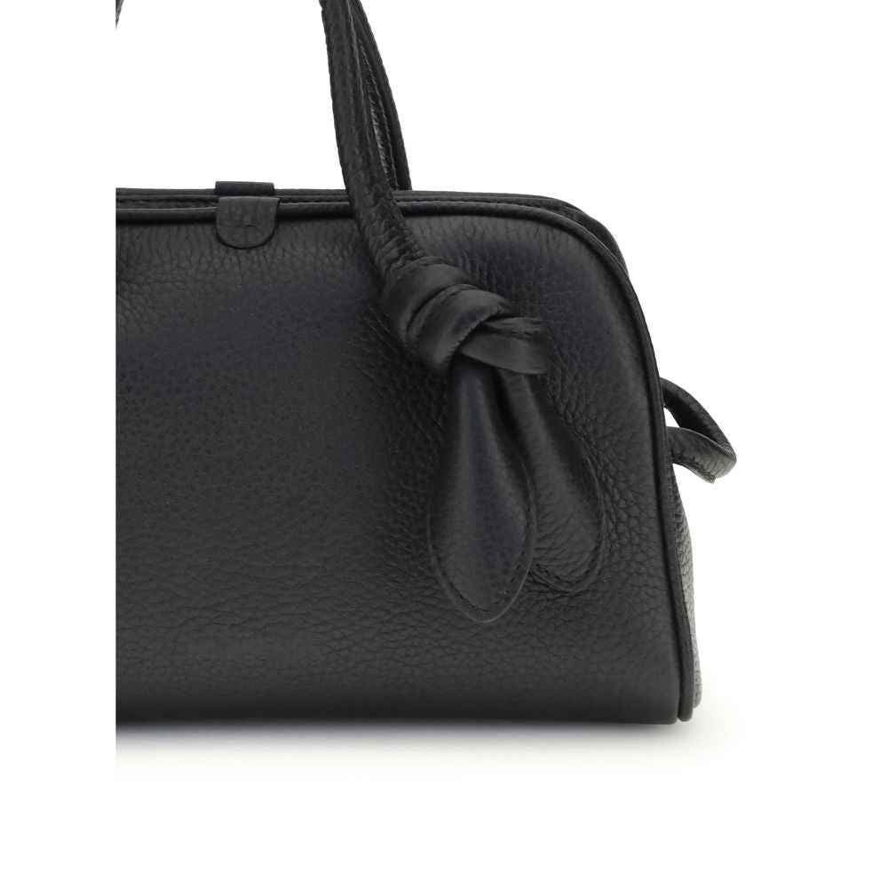 Jacquemus Le Petit Turismo black calf leather bowling bag side view