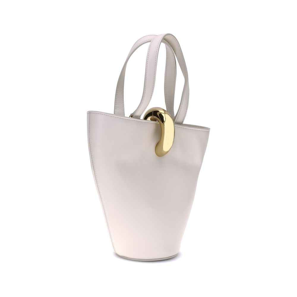Jacquemus La Bambola Small Bucket Bag beige calf leather, front view