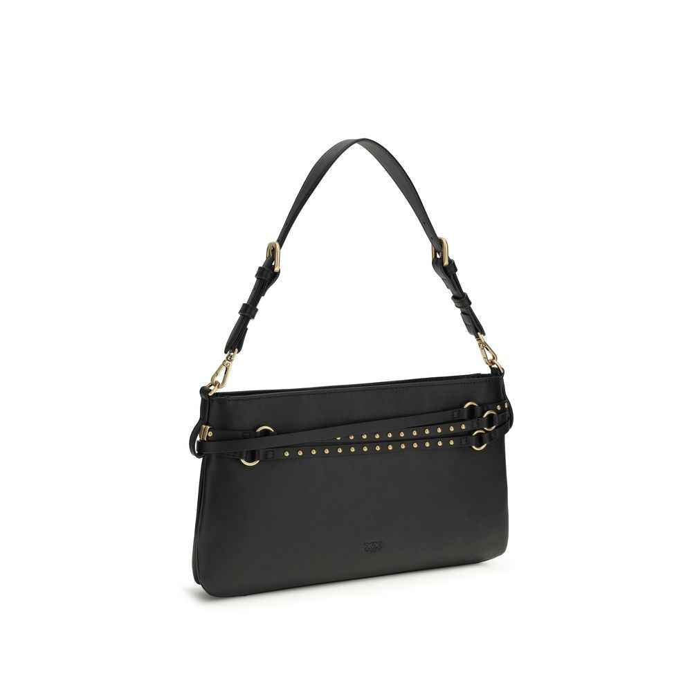 PINKO Belt Bag Classic black calf leather front view