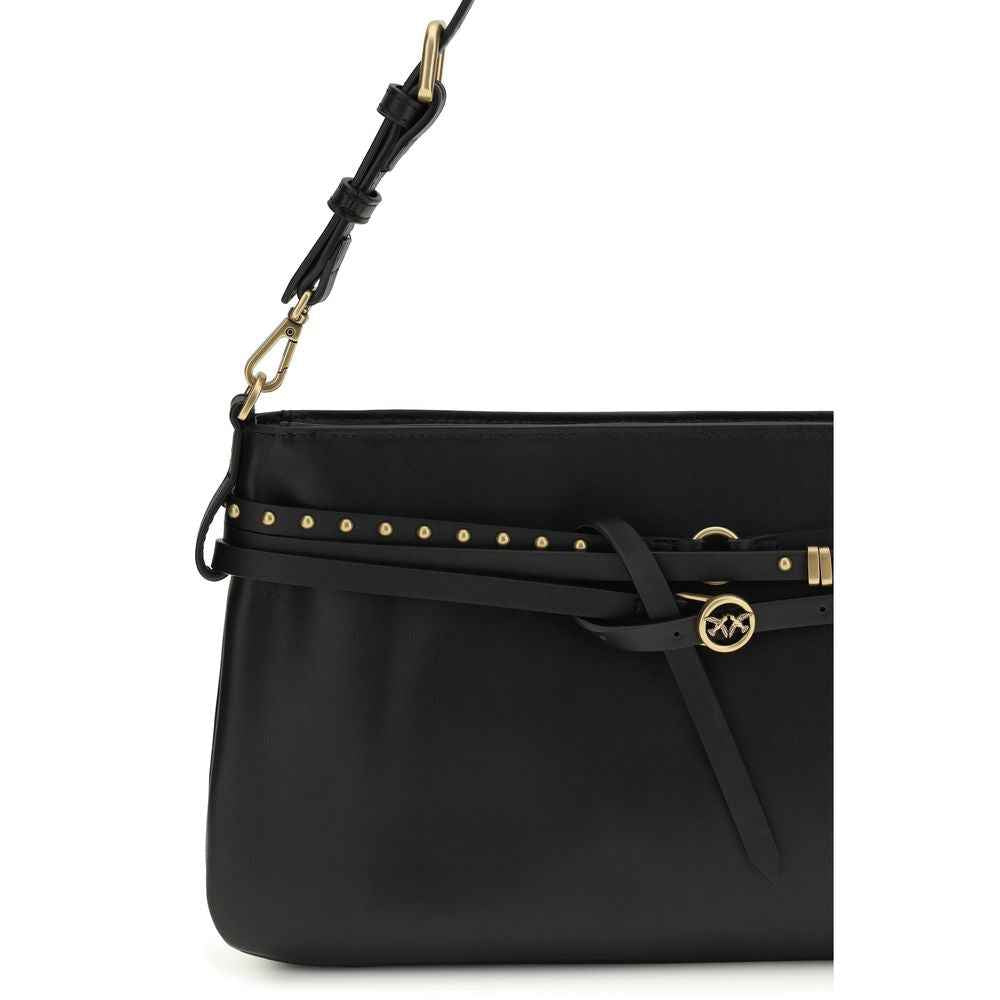 PINKO Belt Bag Classic black leather front view